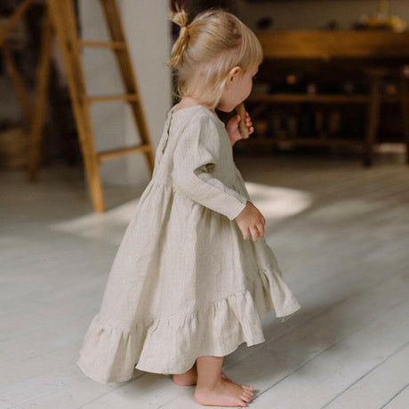 Autumn Cotton Linen Dress for Kids Shopway.