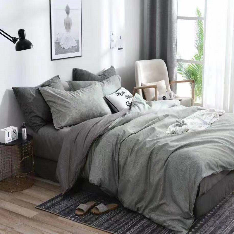 Three sets of textured stone quilt cover and pillowcase Shopway.