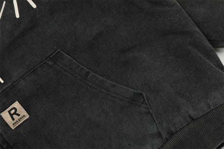 Washed And Worn Letter Printed Full-zip Cardigan Sweater Shopway.