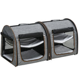 Portable Soft-sided Pet Cat Carrier With Divider, Two Compartments, Padded And Storage Bag, Grey Shopway.