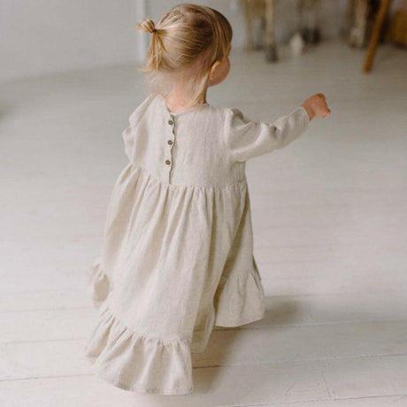Autumn Cotton Linen Dress for Kids Shopway.