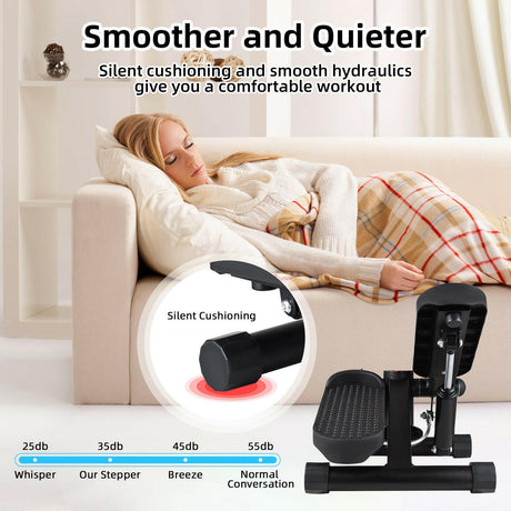 Mini Stepper For Exercise At Home With Resistance Bands LCD Display Capacity 100kg Stair Stepper - Shopway