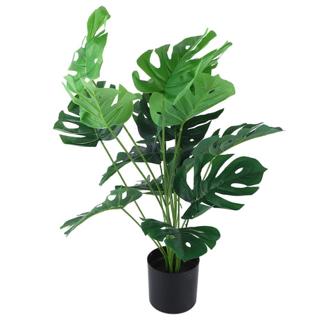 Artificial Monstera Deliciosa Plant 80cm 18 Leaves Plastic Lifelike Decorative Fake Potted Plant for Indoor Outdoor Shopway.