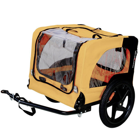 Yellow Outdoor Heavy Duty Foldable Practical Pet Stroller Dog Carrier With Bicycle Trailer Shopway.