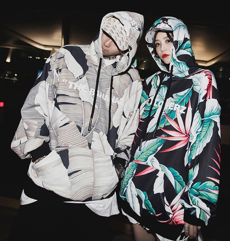 Flower World Trends Autumn Hip Hop Loose Hooded Sweater Jacket Men's Tide Brand Couple Hoodie Women Shopway.
