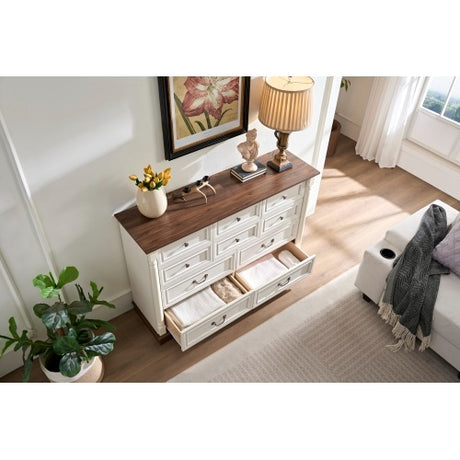 10 Drawer Dresser Chest For Bedroom With Wooden Base And Riser Trim, Wooden Rustic Rustic Chest Of Drawers, Storage Dresser For Bedroom, Living Room Shopway.