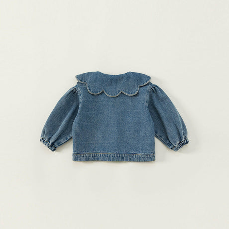 Girl's Denim Jacket Tops Western Style Doll Collar Shopway.