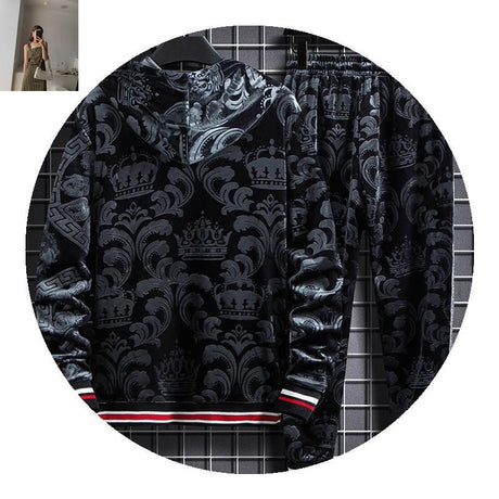 Two-piece hooded sweater gold velvet suit Shopway.