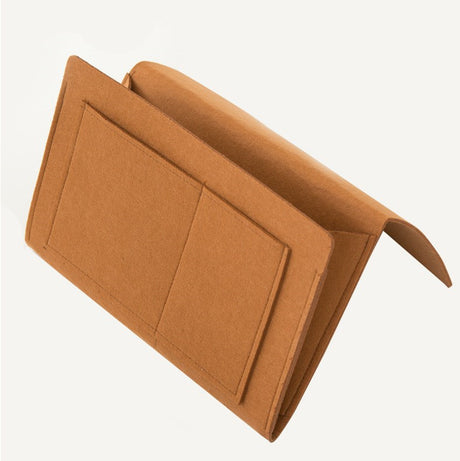 Khaki felt storage bag for multifunctional use by Shopway. Ideal for sofa and bedside storage. Durable and stylish design.