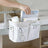 Shopway bedside hanging basket for dorms with canvas storage, wrought iron bracket, holding books and accessories in neutral color.