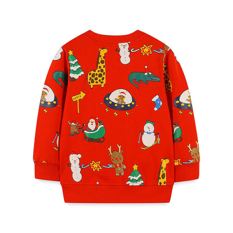 European And American Style Children's Sweater Christmas Prints Round Neck Bottoming Tops Shopway.