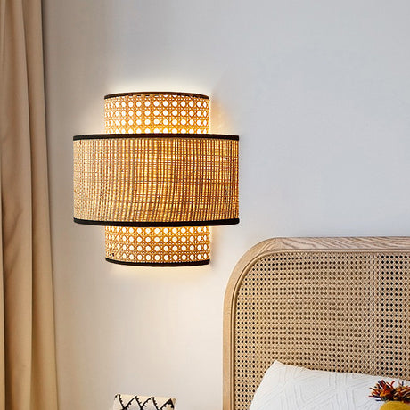 Retro Rattan Wall Bedroom Bedside Lamp Shopway.