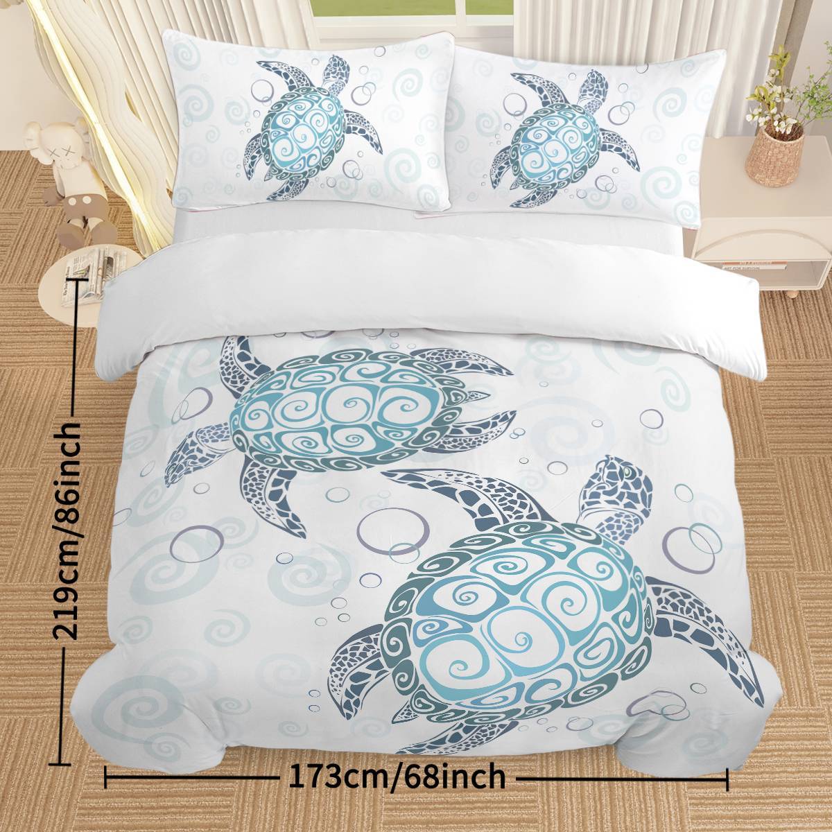 Turtle Bed Sets Ocean 3 Piece Turtle Themed Comforter Cover With 2 Pillowcases Shopway.