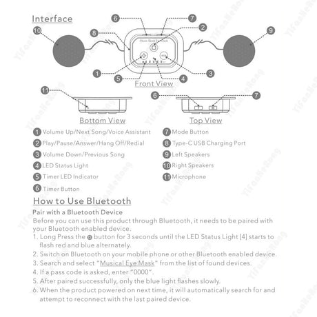 White Noise Bluetooth Sleeping Eye Mask 3D Ice Silk Shopway.