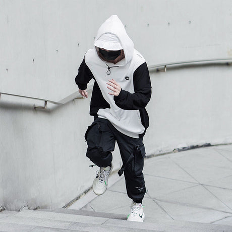 Paneled Hoodie Loose Pullover Fleece Sweatshirt Shopway.