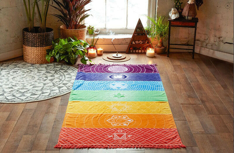 Printed Bath Towel Tassel Colorful Yoga Mat - Shopway