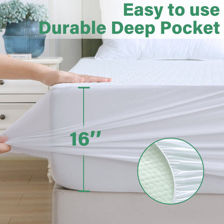 Waterproof Mattress Protector Bamboo Cotton Mattress Cover Fitted Cover T-F-Q-K Shopway.