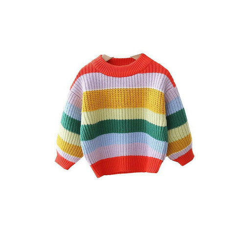 Korean Baby Girl Striped Knitted Pullover Loose And Idle Tops Shopway.