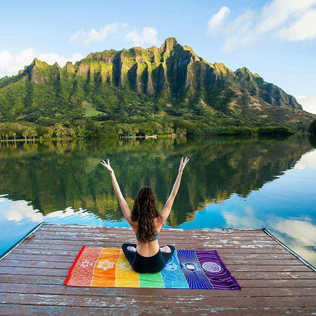 Printed Bath Towel Tassel Colorful Yoga Mat - Shopway