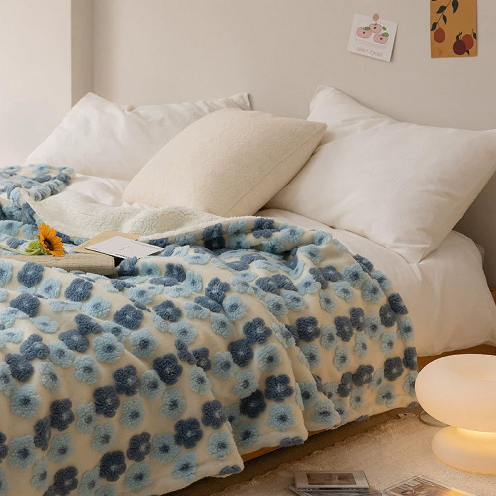 Thickened Warm Korean Jacquard Lamb Blanket Coral Fleece Leisure Blanket In Autumn And Winter Soft Waxy Blanket Girl Heart Multifunction Lunch Break Blanket Comfortable Air Conditioning Blanket Shopway.