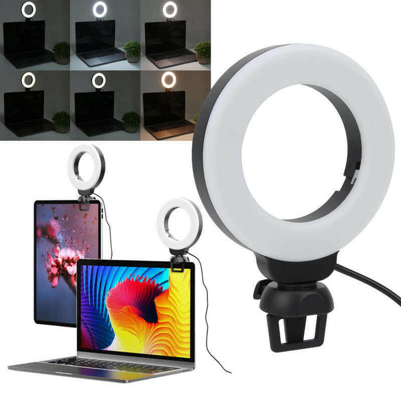 Video Conference 4 Inch Fill Light Computer Live Photography Light  LED Selfie Light USB Powered Round Camera Lamp Dimmable LED Ring Light With Phone Holder - Shopway