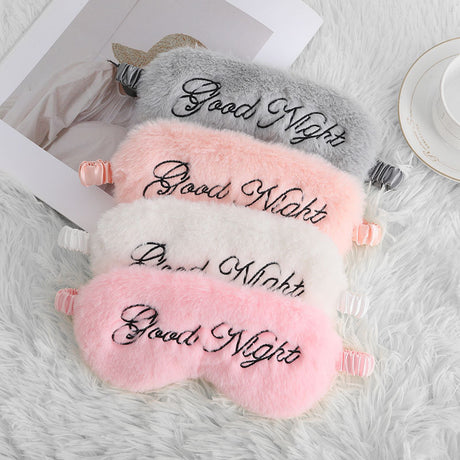 Cute Plush Embroidery Letters Sleeping Eye Mask Shading Shopway.