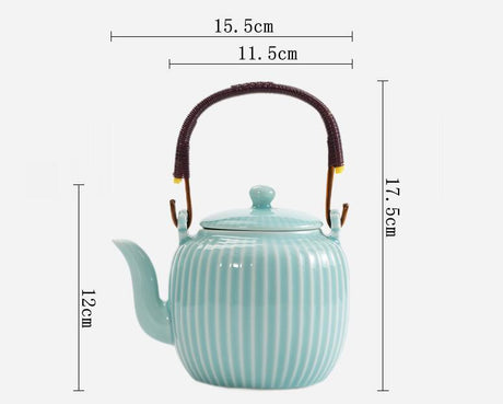 Large Capacity Japanese Style Simple Rib Ceramic Teapot Shopway.