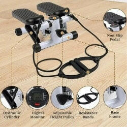 Mini Steppers For Exercise With Resistance Bands And LCD Monitor Without Battery - Shopway