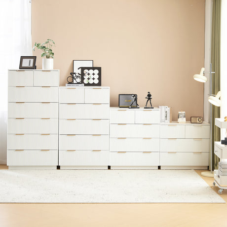White P2 Density Board, Corrugated Surface, Five Layers And Six Drawers, Chest Of Drawers Shopway.