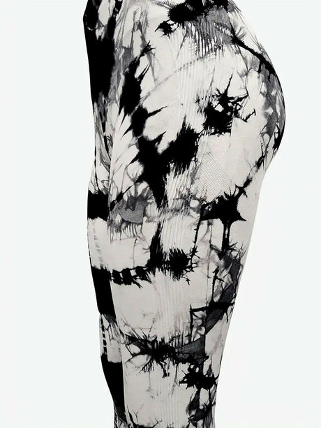 Tie-dye High Waist Tummy Control Butt Lifting Moisture Wicking Quick Drying Seamless Tie Dye Yoga Pants, Running Sports Tight Pants, Women's Activewear - Shopway