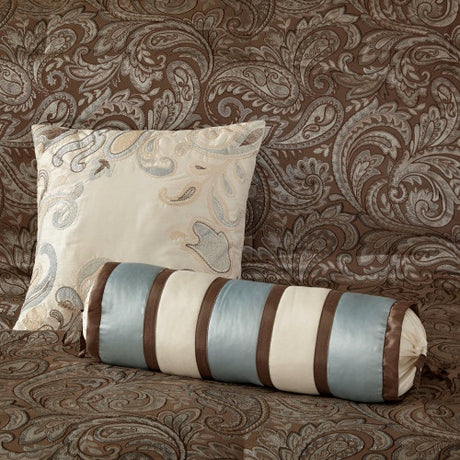 12 Piece Comforter Set With Cotton Bed Sheets Blue Brown Full Shopway.