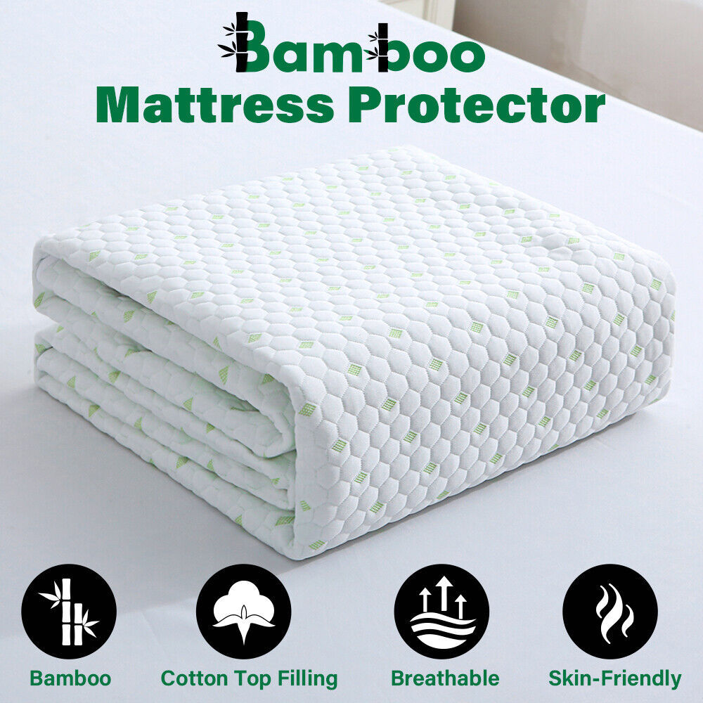 Shopway Bamboo Cotton Waterproof Mattress Protector with Fitted Cover, Breathable and Skin-Friendly, Ideal for Kids and Pets.