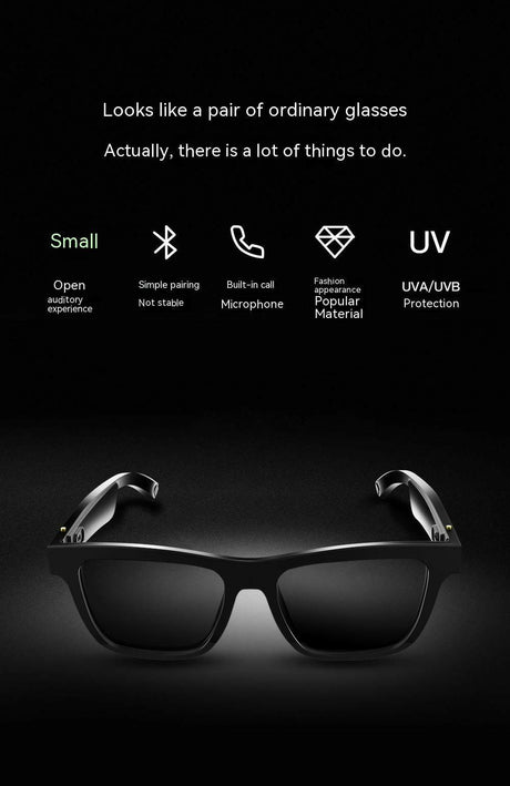 Smart Glasses Black Technology Headset Bluetooth Sunglasses - Shopway