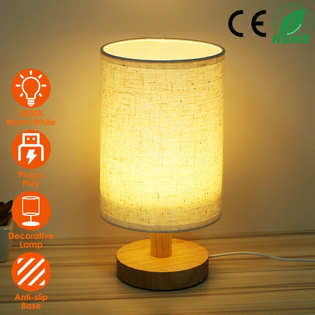 Warm White Bedside Lamp USB Plug Modern Bedroom Lamp Shopway.