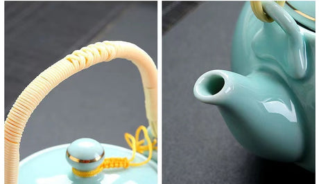 Simple Hand-painted Gold Large Teapot Ceramic Shopway.
