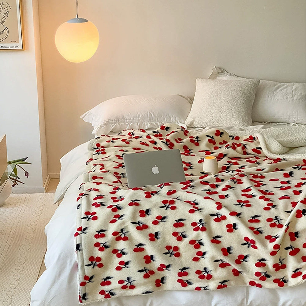 Thickened Warm Korean Jacquard Lamb Blanket Coral Fleece Leisure Blanket In Autumn And Winter Soft Waxy Blanket Girl Heart Multifunction Lunch Break Blanket Comfortable Air Conditioning Blanket Shopway.
