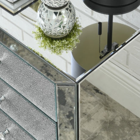 W 22 X D 16.5 X H26.4 Elegant Mirror Three Drawer Cabinet, Drawer Inlaid With Diamond Glass Mirror Three Drawer Cabinet, Suitable For Corridor, Living Room, Corner, Bedroom, Sofa Shopway.