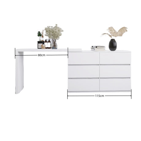 Extended Desktop With 6 Drawers And White Dressing Table Shopway.