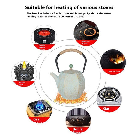 Cast Iron Teapot Bright Enamel Inner Wall Kettle Shopway.