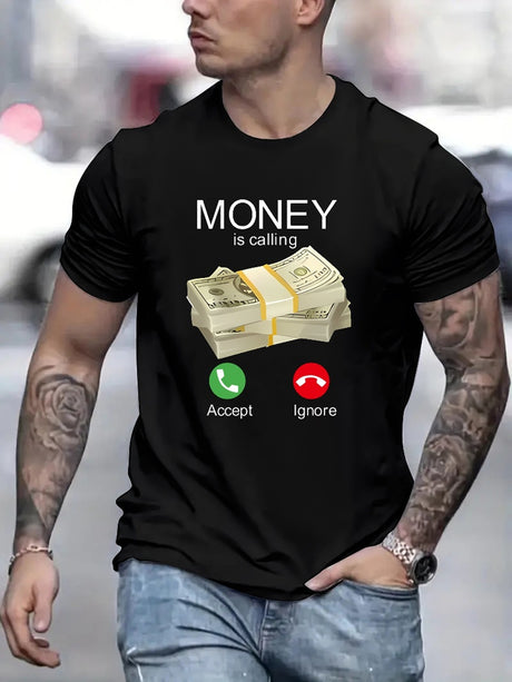 Money Is Summoning Printed T-shirts, Men's T-shirts, Summer Casual Short Sleeved T-shirts Shopway.