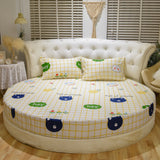 Round bed sheet set with floral design by Shopway, features pure cotton, twill weave, reactive dyeing, fits 200cm round beds.