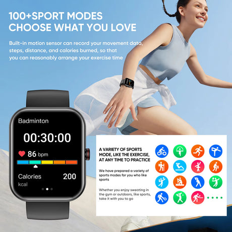 A221 Big Screen Men Smart Watch BT Call AI Voice Sport Watch Fitness Tracker Waterproof Women Smartwatch Men Shopway.