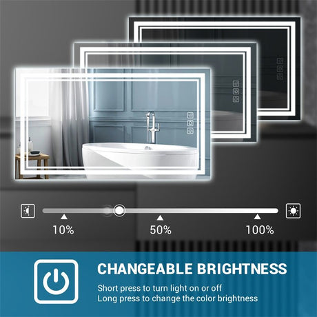 LED Bathroom Mirror With Lights Wall Vanity LED Mirror Stepless Dimmable, Double Front And Backlight, Anti-Fog, Memory Smart Mirror For Bathroom Shopway.