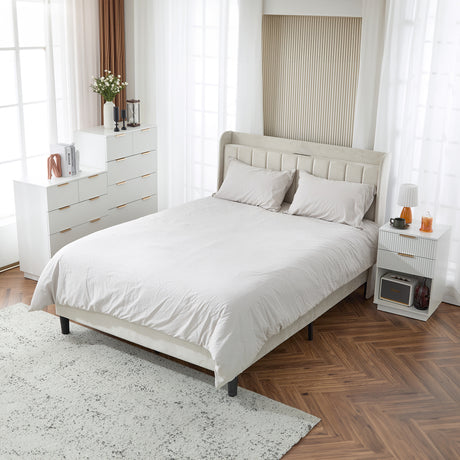 White P2 Density Board, Corrugated Surface, Five Layers And Six Drawers, Chest Of Drawers Shopway.