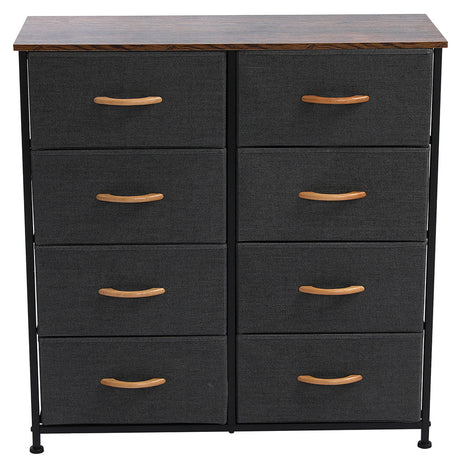 4 Tier Wide Drawer Dresser Storage Unit with 8 Easy Pull Fabric Drawers and Metal Frame Wooden Tabletop for Closets Nursery Dorm Room Hallway Gray Shopway.