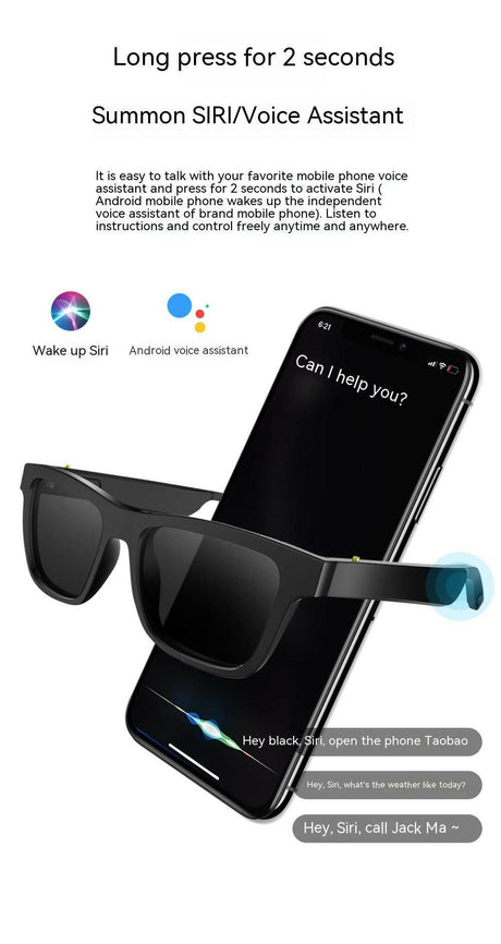 Smart Glasses Black Technology Headset Bluetooth Sunglasses - Shopway