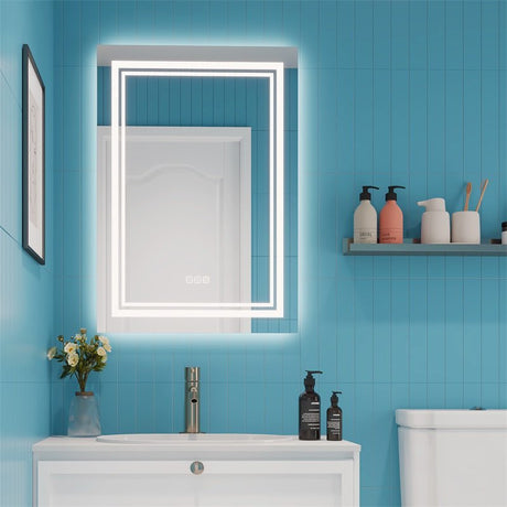 LED Bathroom Mirror With Lights Wall Vanity LED Mirror Stepless Dimmable, Double Front And Backlight, Anti-Fog, Memory Smart Mirror For Bathroom Shopway.