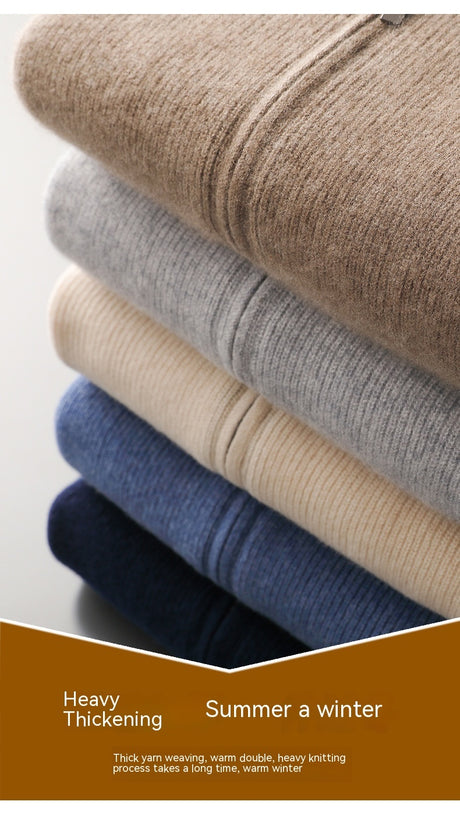 Fall Winter Men Woolen Sweater Young And Middle-aged Casual Hooded Zipper Cardigan Pure Wool Sportswear Shopway.