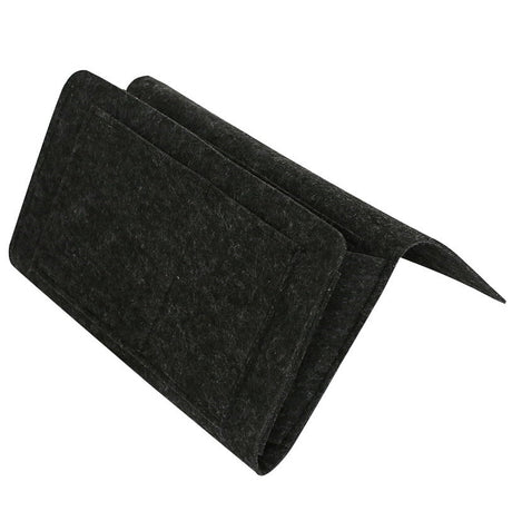 Dark gray multi-purpose felt storage bag for sofa and bedside from Shopway, ideal for organizing essentials. Size: 32x22x10 cm.