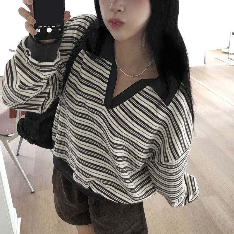 Lazy Contrast Color Outerwear Outerwear Long-sleeved Tops Shopway.